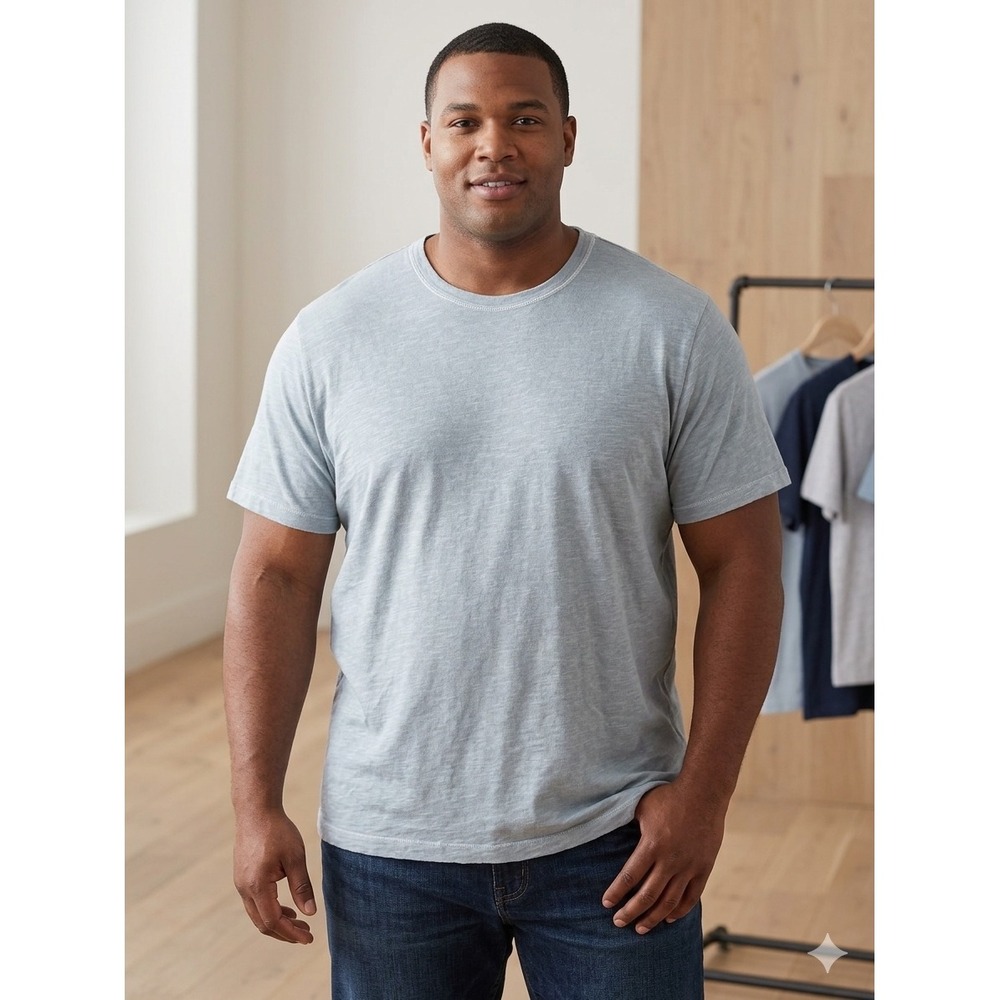 Buck Mason T-Shirt XXL Light Blue Slub Cotton Short Sleeve Crew Neck